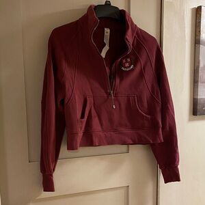 lululemon athletica Burgundy Half-Zip Cropped Sweatshirt
